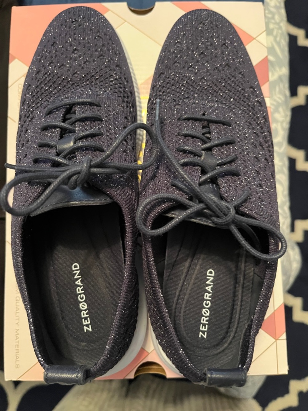 Cole Haan Knit Slip-On Sneakers in Navy with Light Gray Soles